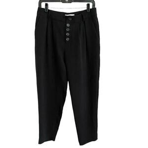 Anthropologie Size 2 Button Fly Pleated Ankle Pants Black High Rise